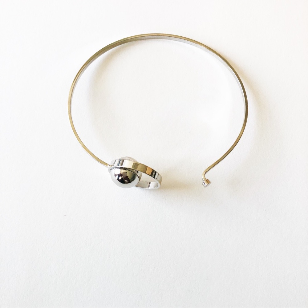 Silver Minimalist Ball Bangle - Picture 5 of 5